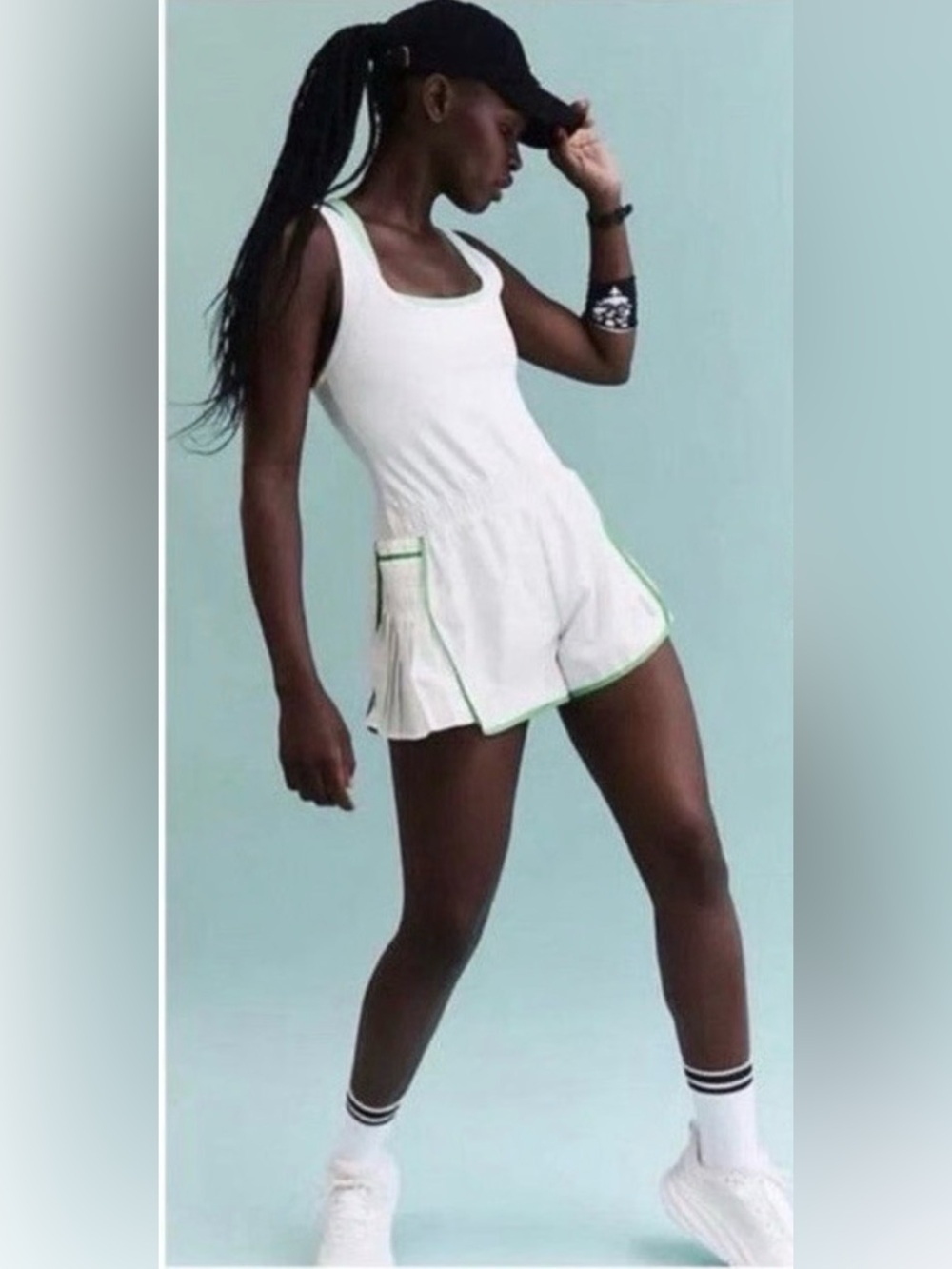 Free People - Movement Easy Tiger White Tank Pleated Short Romper Size Medium